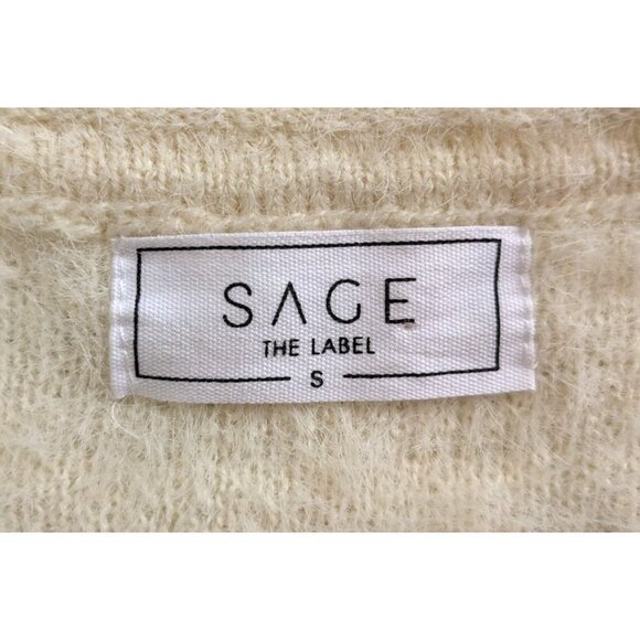 SAGE THE LABEL Ivory Fluff Long Sleeve Oversized Open Cardigan Size S - Picture 3 of 7